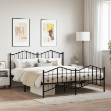 vidaXL fekete fém ágykeret fej- és lábtámlával 183 x 213 cm ágy és ágykellék