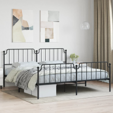 vidaXL fekete fém ágykeret fej- és lábtámlával 193 x 203 cm ágy és ágykellék