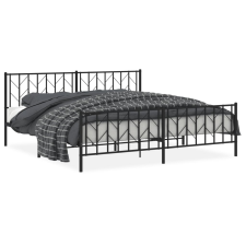 vidaXL fekete fém ágykeret fej- és lábtámlával 193 x 203 cm (374461) ágy és ágykellék