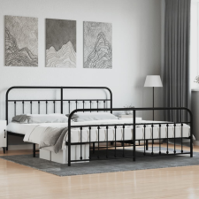 vidaXL fekete fém ágykeret fej- és lábtámlával 200 x 200 cm ágy és ágykellék