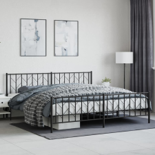 vidaXL fekete fém ágykeret fej- és lábtámlával 200 x 200 cm ágy és ágykellék