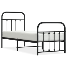 vidaXL fekete fém ágykeret fej- és lábtámlával 75 x 190 cm (352586) ágy és ágykellék