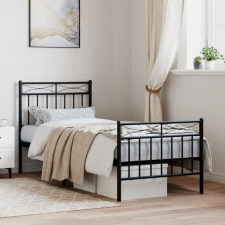vidaXL fekete fém ágykeret fej- és lábtámlával 80 x 200 cm ágy és ágykellék