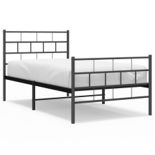 vidaXL fekete fém ágykeret fej- és lábtámlával 90 x 190 cm (355669) ágy és ágykellék
