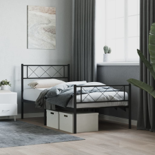 vidaXL fekete fém ágykeret fej- és lábtámlával 90 x 200 cm ágy és ágykellék
