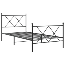 vidaXL fekete fém ágykeret fej- és lábtámlával 90 x 200 cm (376513) ágy és ágykellék
