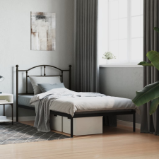 vidaXL fekete fém ágykeret fejtámlával 100 x 190 cm ágy és ágykellék