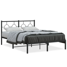 vidaXL Fekete fém ágykeret fejtámlával 135 x 190 cm ágy és ágykellék