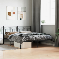 vidaXL fekete fém ágykeret fejtámlával 160 x 200 cm ágy és ágykellék