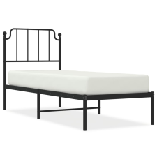 vidaXL fekete fém ágykeret fejtámlával 80 x 200 cm (373878) ágy és ágykellék