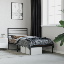 vidaXL Fekete fém ágykeret fejtámlával 90 x 190 cm ágy és ágykellék