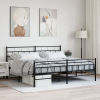 vidaXL fekete fém ágykeret matrac nélkül lábtartóval 180 x 200 cm
