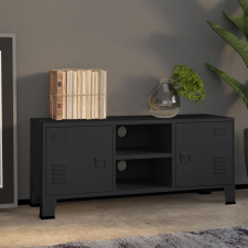vidaXL fekete fém ipari stílusú TV-szekrény 105 x 35 x 42 cm bútor