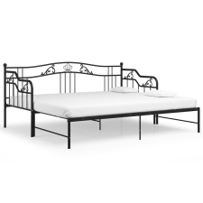 vidaXL fekete fém kihúzható kanapéágykeret 90 x 200 cm (324764) ágy és ágykellék