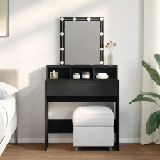 vidaXL fekete fésülködőasztal LED-del 80 x 41 x 144,5 cm fürdőszoba bútor