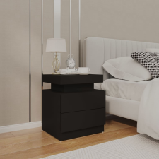 vidaXL fekete forgácslap éjjeliszekrény 45 x 35 x 52 cm bútor