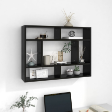 vidaXL fekete forgácslap fali polc 75 x 16 x 55 cm bútor