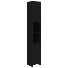 vidaXL fekete forgácslap fürdőszobaszekrény 30 x 30 x 183,5 cm (802670) fürdőszoba bútor
