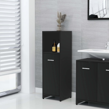 vidaXL fekete forgácslap fürdőszobaszekrény 30 x 30 x 95 cm fürdőszoba bútor
