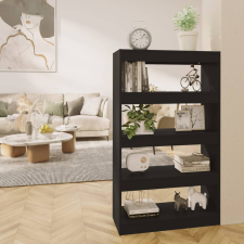 vidaXL Fekete forgácslap könyvszekrény/térelválasztó 80 x 30 x 135 cm bútor