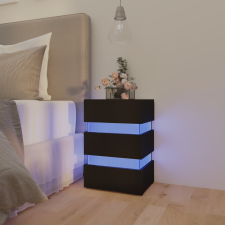 vidaXL fekete forgácslap LED-es éjjeliszekrény 45 x 35 x 67 cm bútor