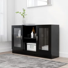 vidaXL fekete forgácslap vitrinszekrény 120 x 30,5 x 70 cm bútor