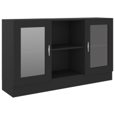 vidaXL fekete forgácslap vitrinszekrény 120 x 30,5 x 70 cm (802787) bútor