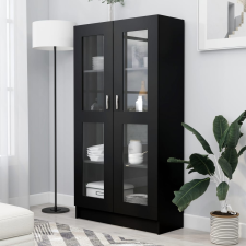 vidaXL fekete forgácslap vitrinszekrény 82,5 x 30,5 x 150 cm bútor