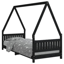 vidaXL fekete gyerek tömör fenyőfa ágykeret 80 x 200 cm (834497) gyermekbútor