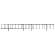 vidaXL fekete hajlított tetejű acélkerítés 11,9 x 1,2 m kerti dekoráció