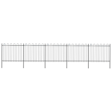 vidaXL fekete hajlított tetejű acélkerítés 8,5 x 1,5 m kerti dekoráció