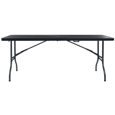 vidaXL fekete HDPE rattan szerű összecsukható kerti asztal 180x75x72cm (48831) kerti bútor