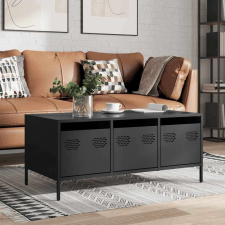 vidaXL fekete hidegen hengerelt acél dohányzóasztal 101,5x50x43,5 cm bútor