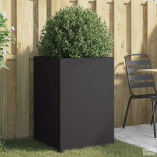 vidaXL Fekete hidegen hengerelt acél növénytartó 52x48x75 cm kerti tárolás