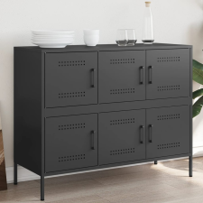 vidaXL fekete hidegen hengerelt acél tálalószekrény 100,5 x 39 x 79 cm bútor