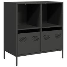 vidaXL fekete hidegen hengerelt acél tálalószekrény 68,5x39x72 cm (851358) bútor