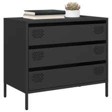 vidaXL fekete hidegen hengerelt acél tálalószekrény 68x39x58,5 cm bútor