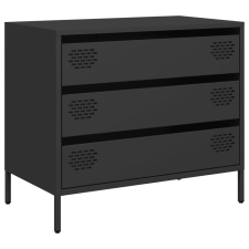 vidaXL fekete hidegen hengerelt acél tálalószekrény 68x39x58,5 cm (851292) bútor