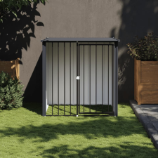 vidaXL fekete horganyzott acél kutyakennel tetővel 110x103x109 cm szállítóbox, fekhely kutyáknak