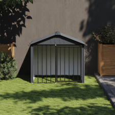 vidaXL Fekete horganyzott acél kutyakennel tetővel 117x103x102 cm szállítóbox, fekhely kutyáknak