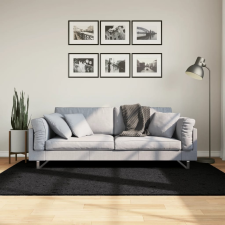 vidaXL fekete hosszú szálú bozontos modern szőnyeg 140 x 200 cm lakástextília