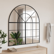 vidaXL fekete ívelt vas fali tükör 100x110 cm bútor