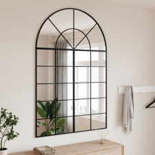 vidaXL fekete ívelt vas fali tükör 100x150 cm bútor