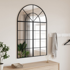 vidaXL fekete ívelt vas fali tükör 80x120 cm bútor