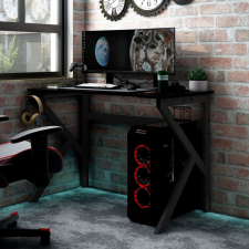 vidaXL fekete K-lábú gamer asztal 90 x 60 x 75 cm íróasztal