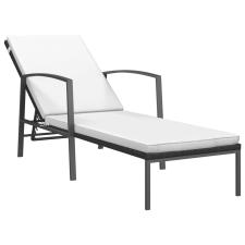 vidaXL fekete kerti polyrattan napozóágy párnával (317635) kerti bútor