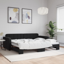 vidaXL fekete kihúzható bársony heverő 90x200 cm ágy és ágykellék