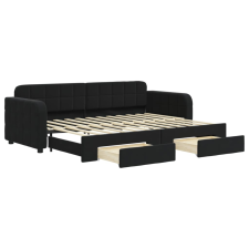 vidaXL fekete kihúzható bársony heverő fiókkal 80 x 200 cm (3196974) ágy és ágykellék