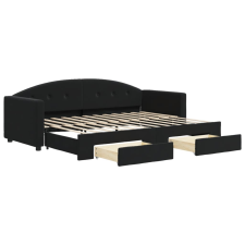 vidaXL fekete kihúzható bársony heverő fiókkal 80 x 200 cm (3197346) ágy és ágykellék