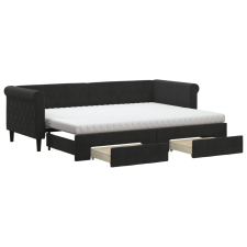 vidaXL fekete kihúzható bársony heverő fiókkal 80 x 200 cm (3197840) ágy és ágykellék